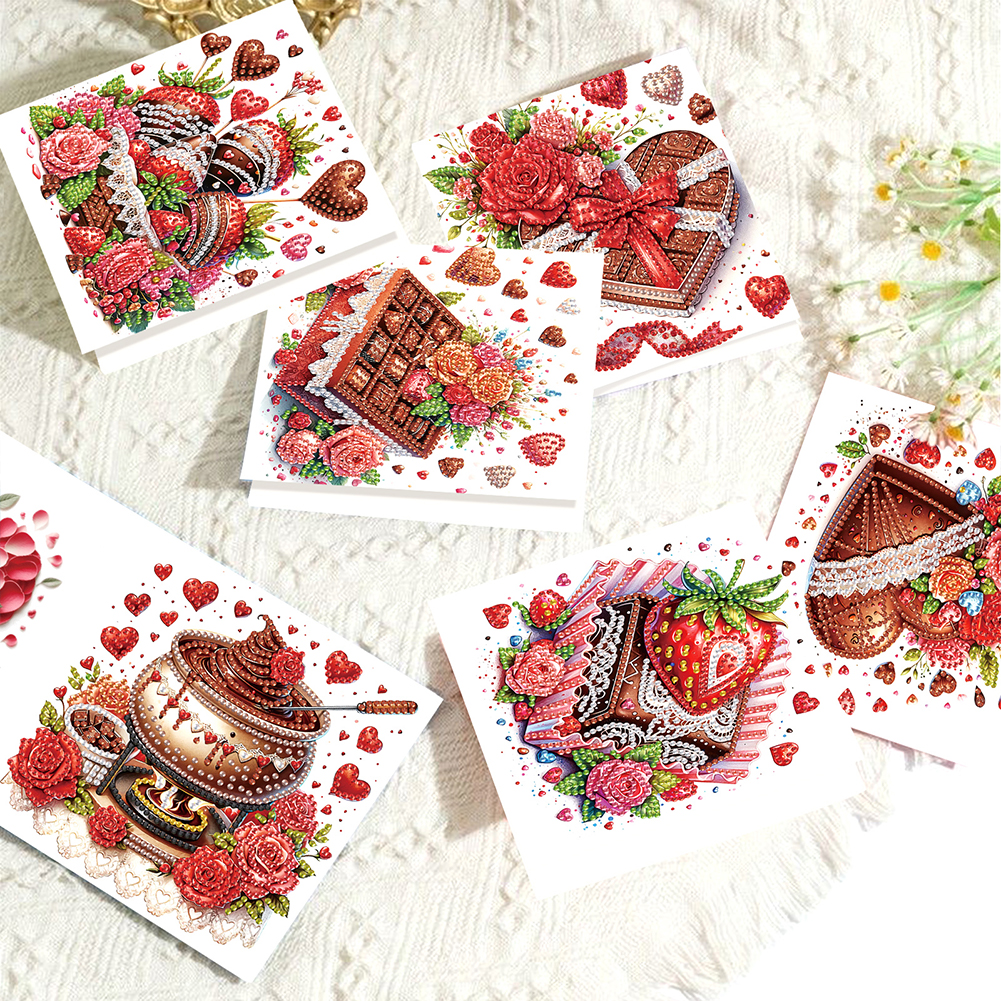 6Pcs DIY Diamond Painting Greeting Card - Love Chocolate