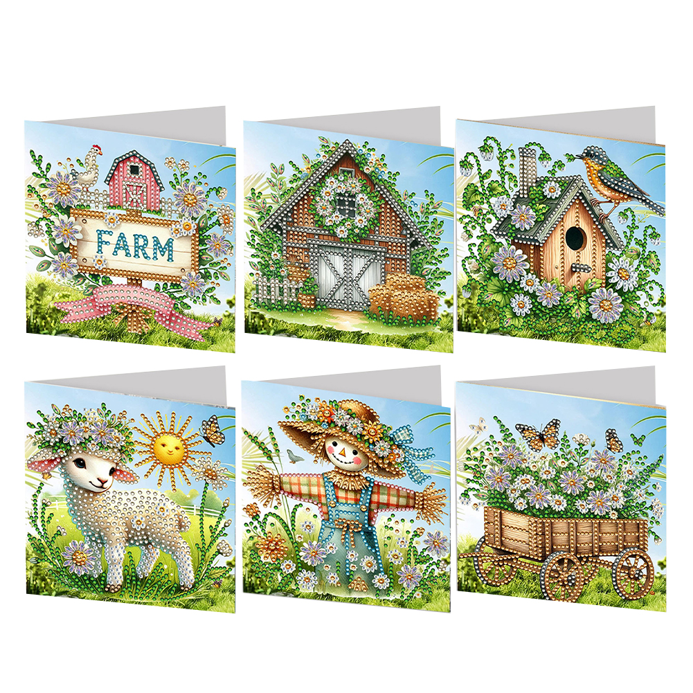 6pcs DIY Diamond Painting Greeting Card - Easter House