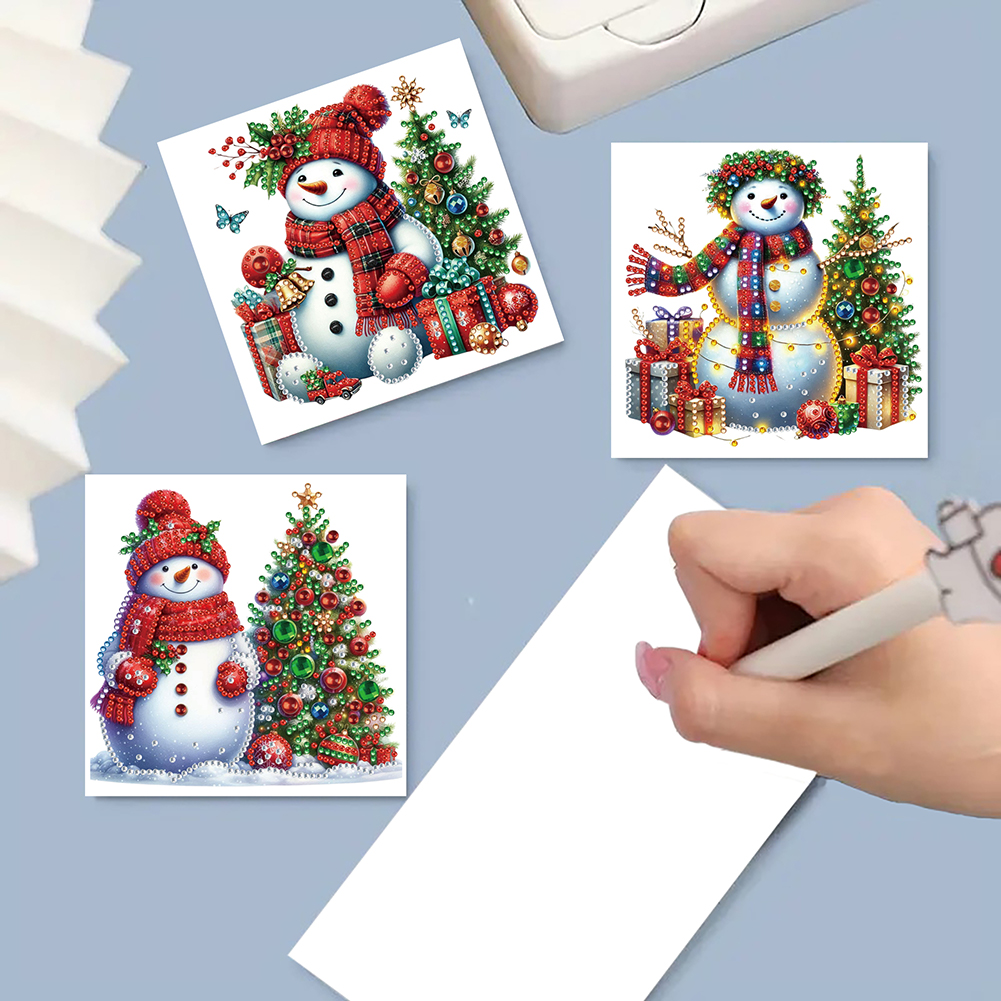 6Pcs DIY Diamond Painting Greeting Card - Xmas Snowman