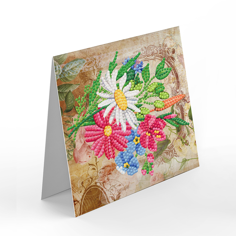 8pcs 5D DIY Special-Shape Diamond Painting Spring Flower Greeting Card
