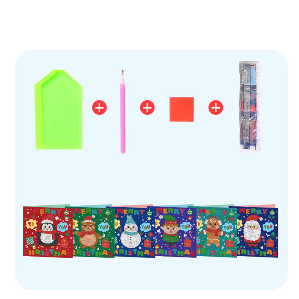 (Limited Stock)6pcs DIY Diamond Painting Greeting Card - Merry Christmas