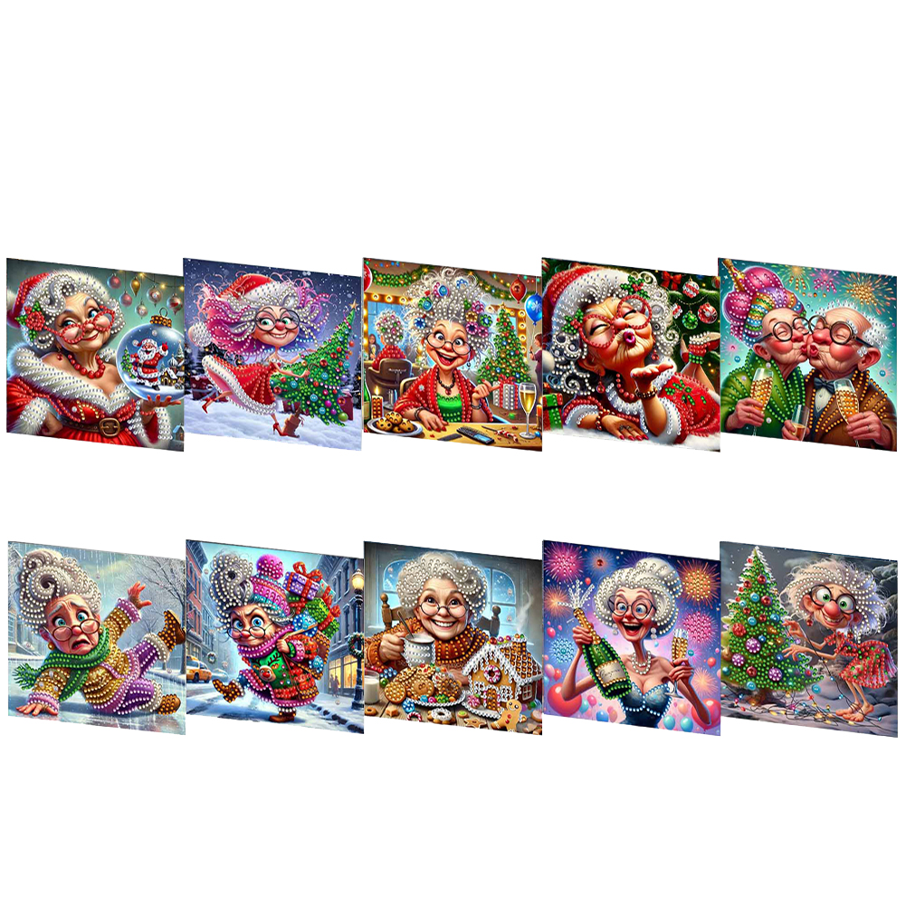 10Pcs DIY Diamond Painting Greeting Card - Christmas