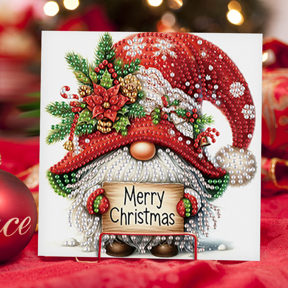 6Pcs DIY Diamond Painting Greeting Card - Christmas Gnome