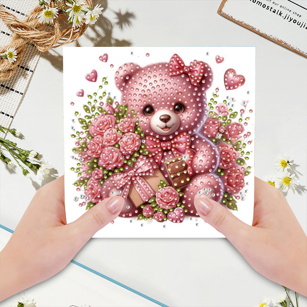6Pcs DIY Diamond Painting Greeting Card - Bear