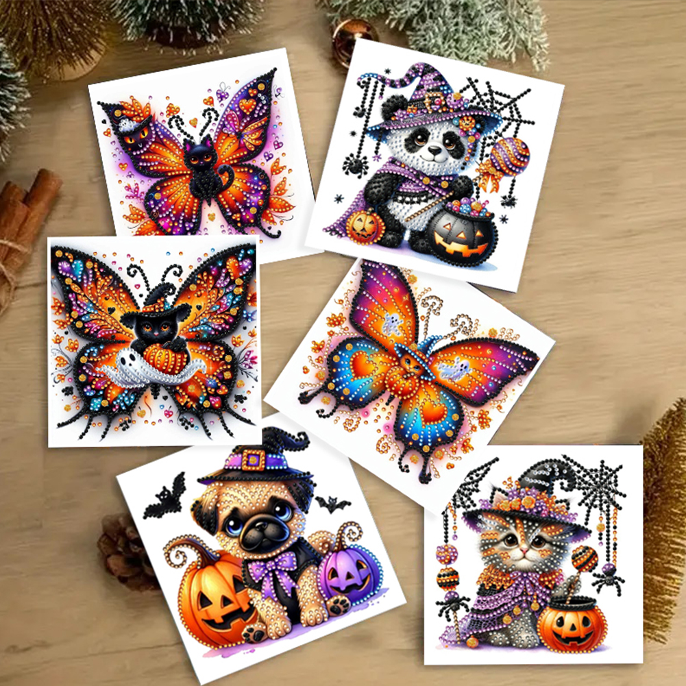 6Pcs DIY Diamond Painting Greeting Card - Halloween