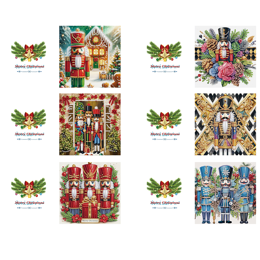 6Pcs DIY Diamond Painting Greeting Card - Nutcracker