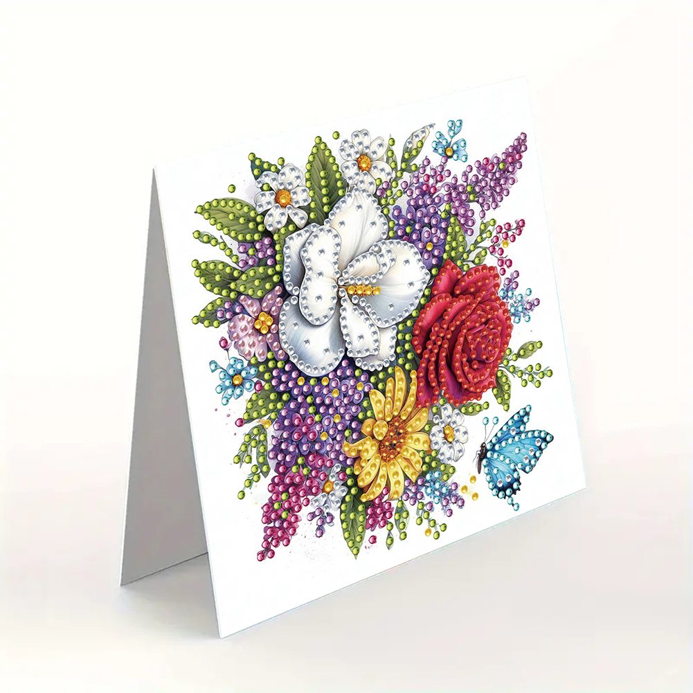 6Pcs DIY Diamond Painting Greeting Card - Flowers