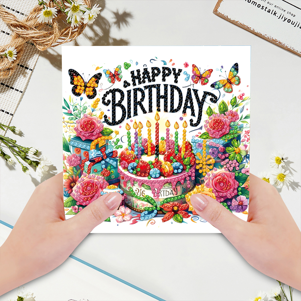 6Pcs DIY Diamond Painting Greeting Card - Birthday