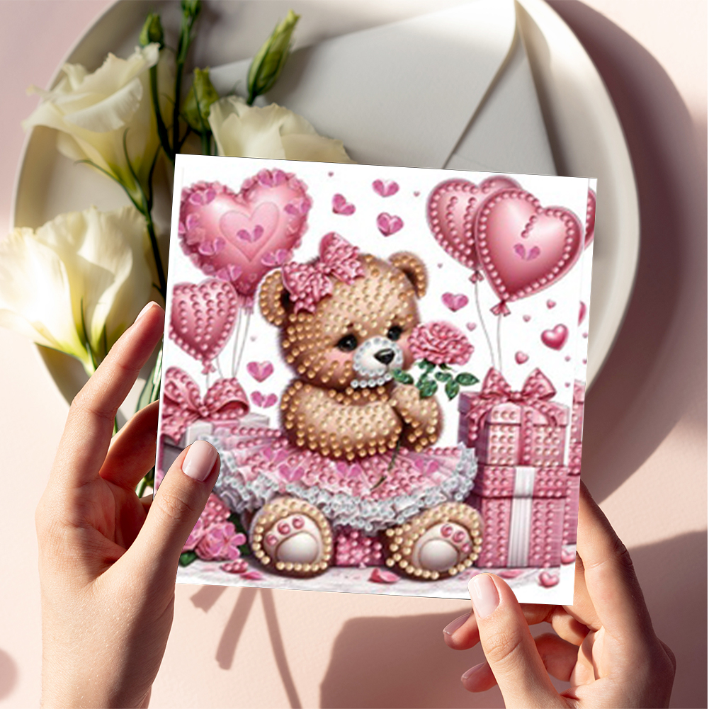 6Pcs DIY Diamond Painting Greeting Card - Bear