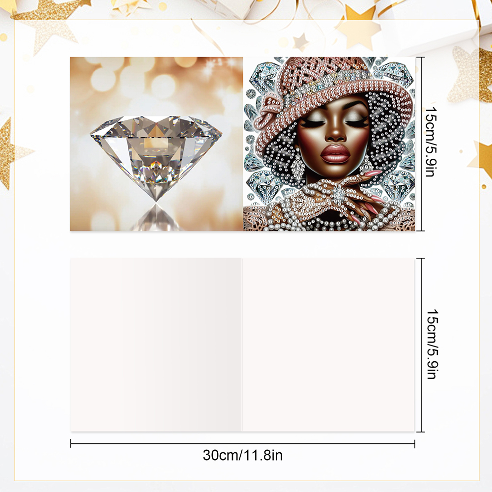 6Pcs DIY Diamond Painting Birthday Greeting Card - Black Woman for Adults