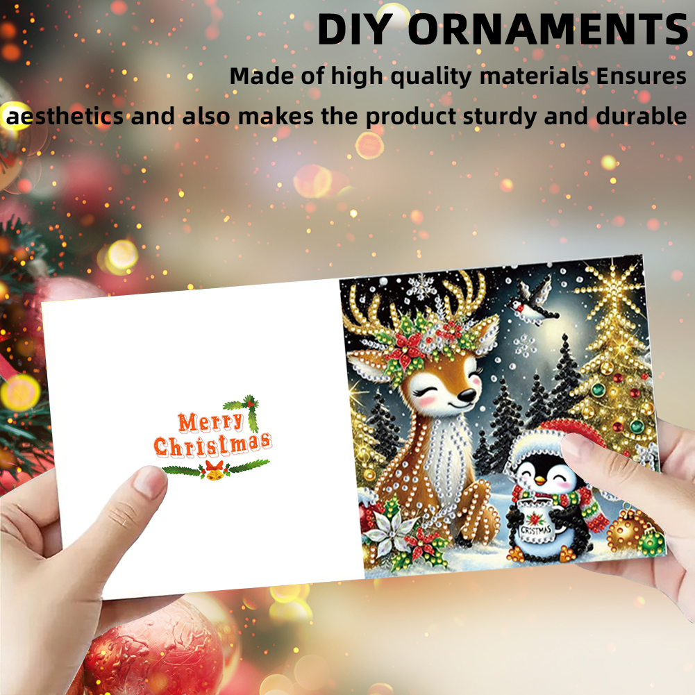 6Pcs DIY Diamond Painting Greeting Card - Christmas Penguin