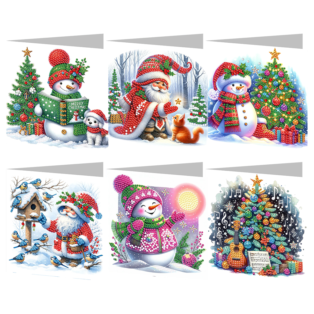 6Pcs DIY Diamond Painting Greeting Card - Merry Christmas