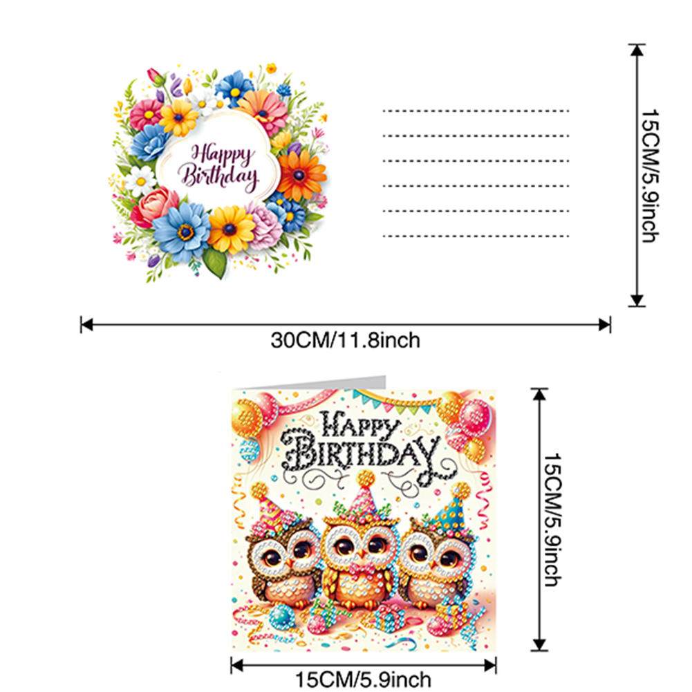 6Pcs DIY Diamond Painting Greeting Card - Birthday
