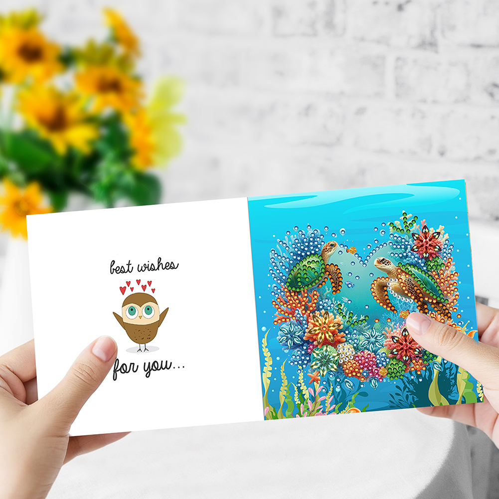6Pcs DIY Diamond Painting Greeting Card - Turtle