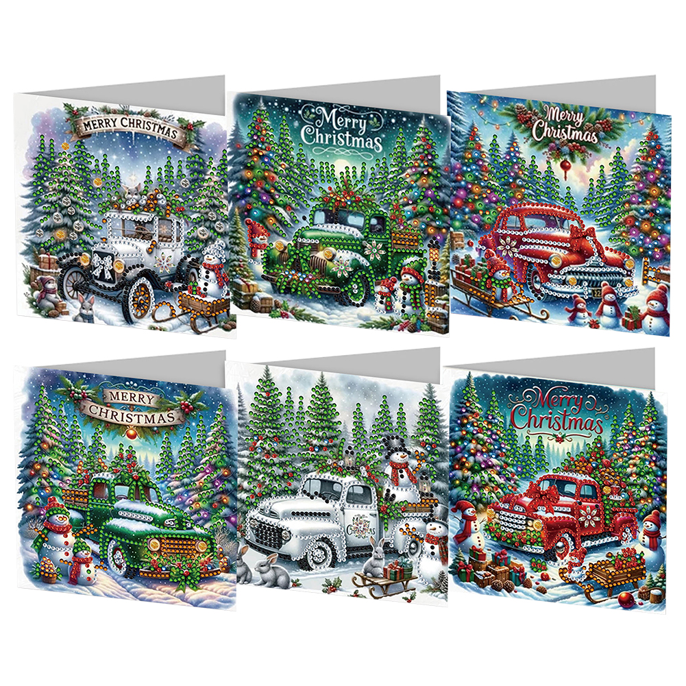 6Pcs DIY Diamond Painting Greeting Card - Car