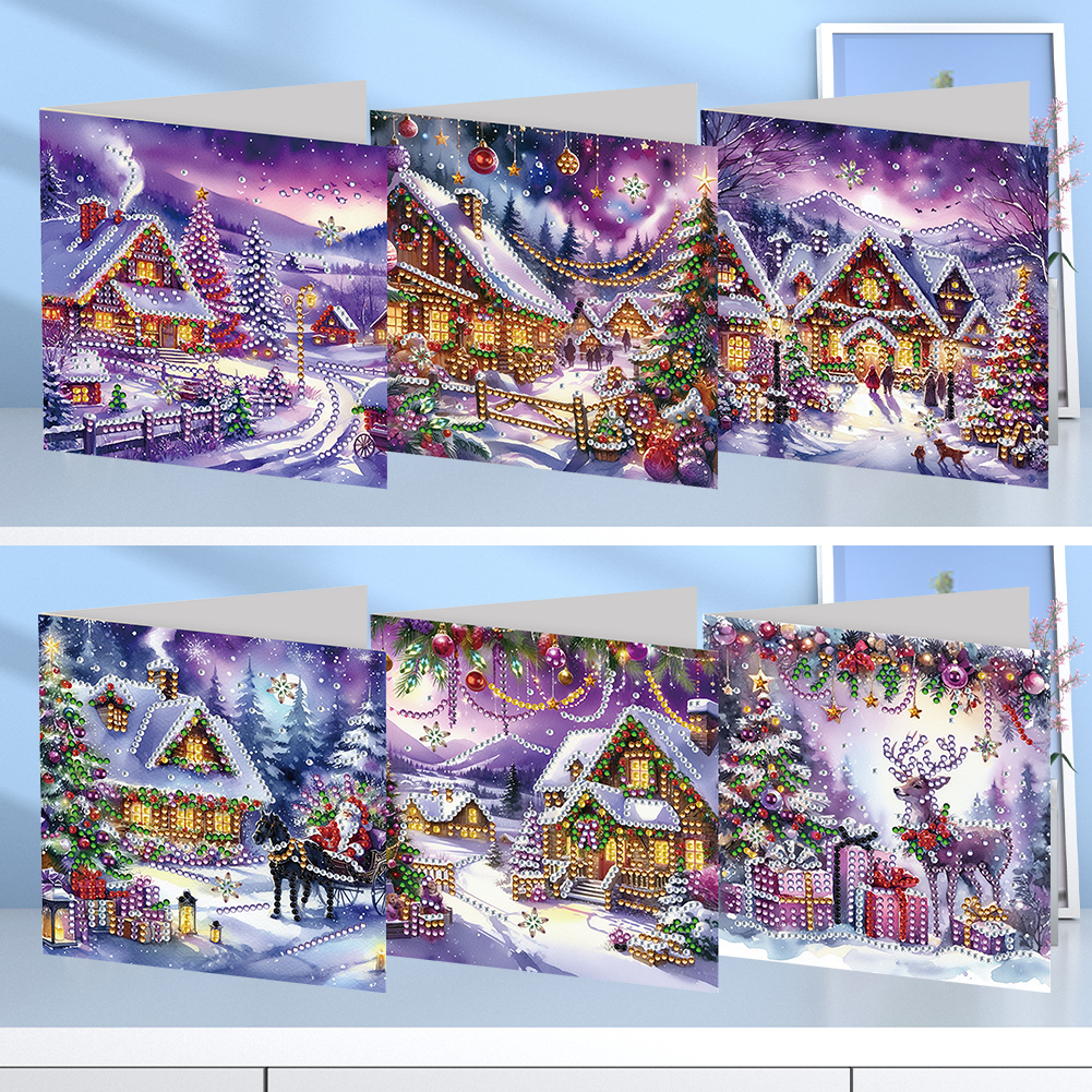 6Pcs DIY Diamond Painting Greeting Card - Christmas