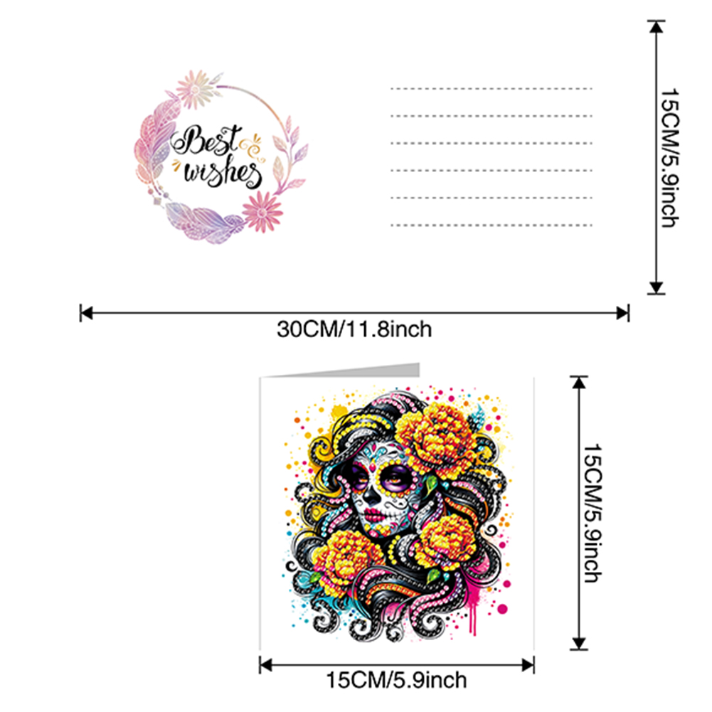6Pcs DIY Diamond Painting Greeting Card - Skull Family