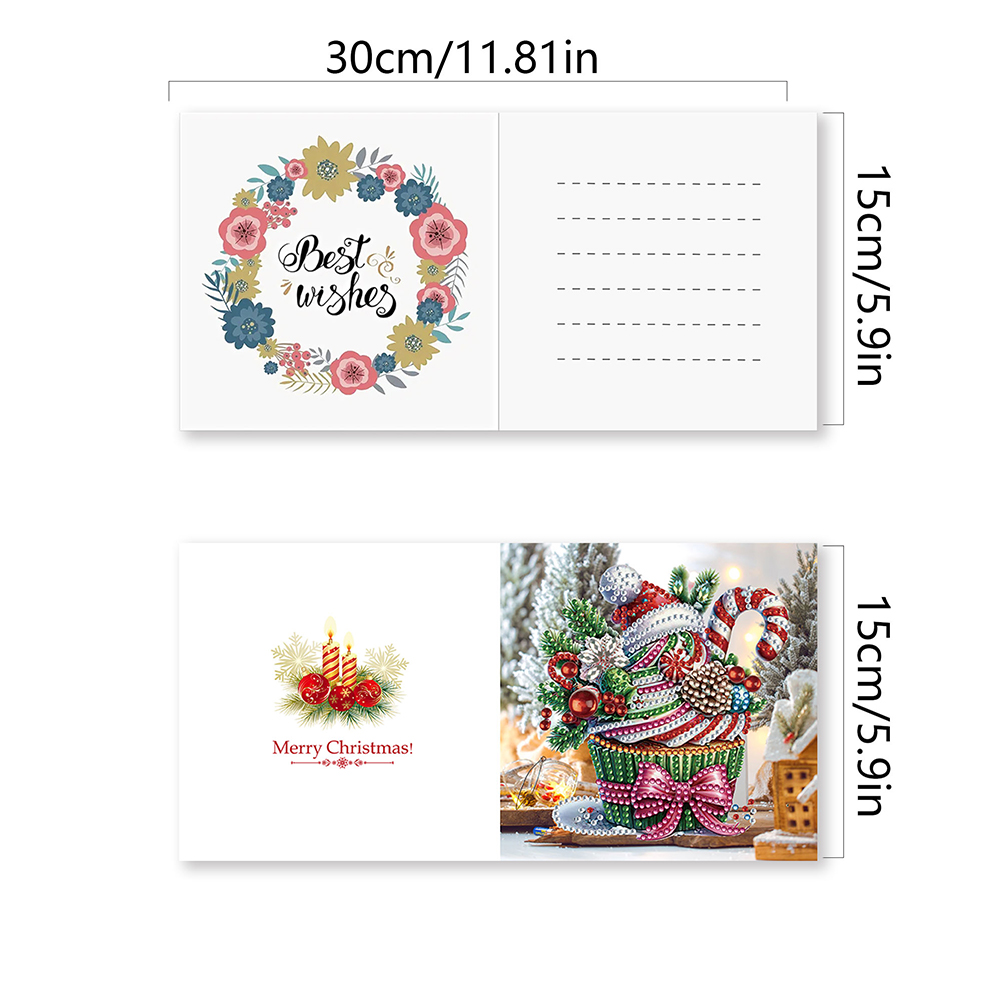 6pcs DIY Diamond Painting Greeting Card - Christmas Dessert