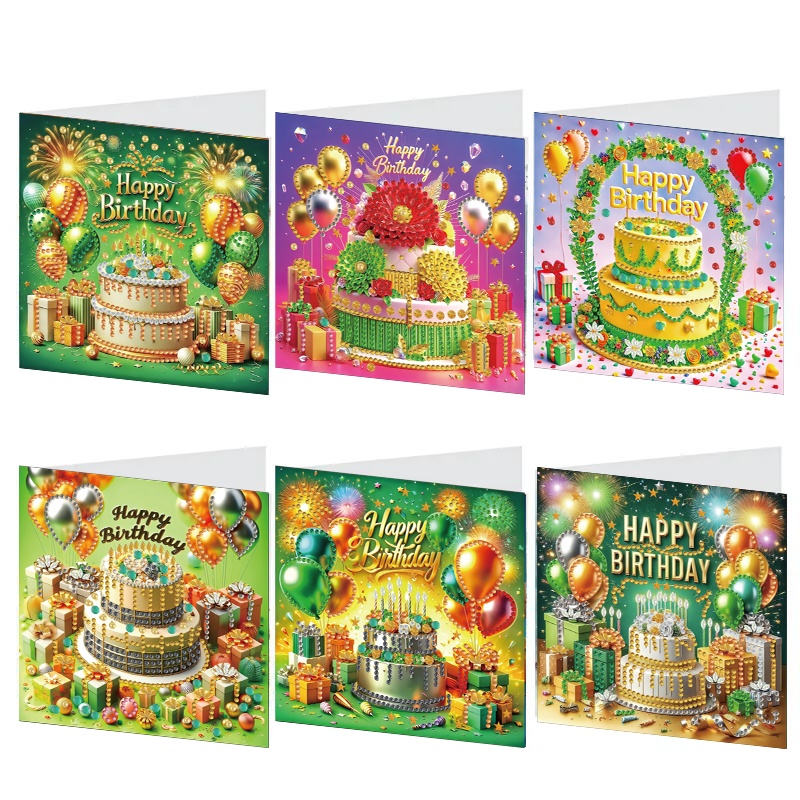 6Pcs DIY Diamond Painting Greeting Card - Birthday