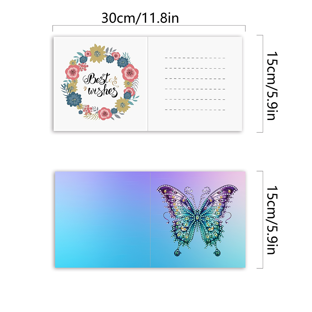 6pcs DIY Diamond Painting Greeting Card - Blue Butterfly