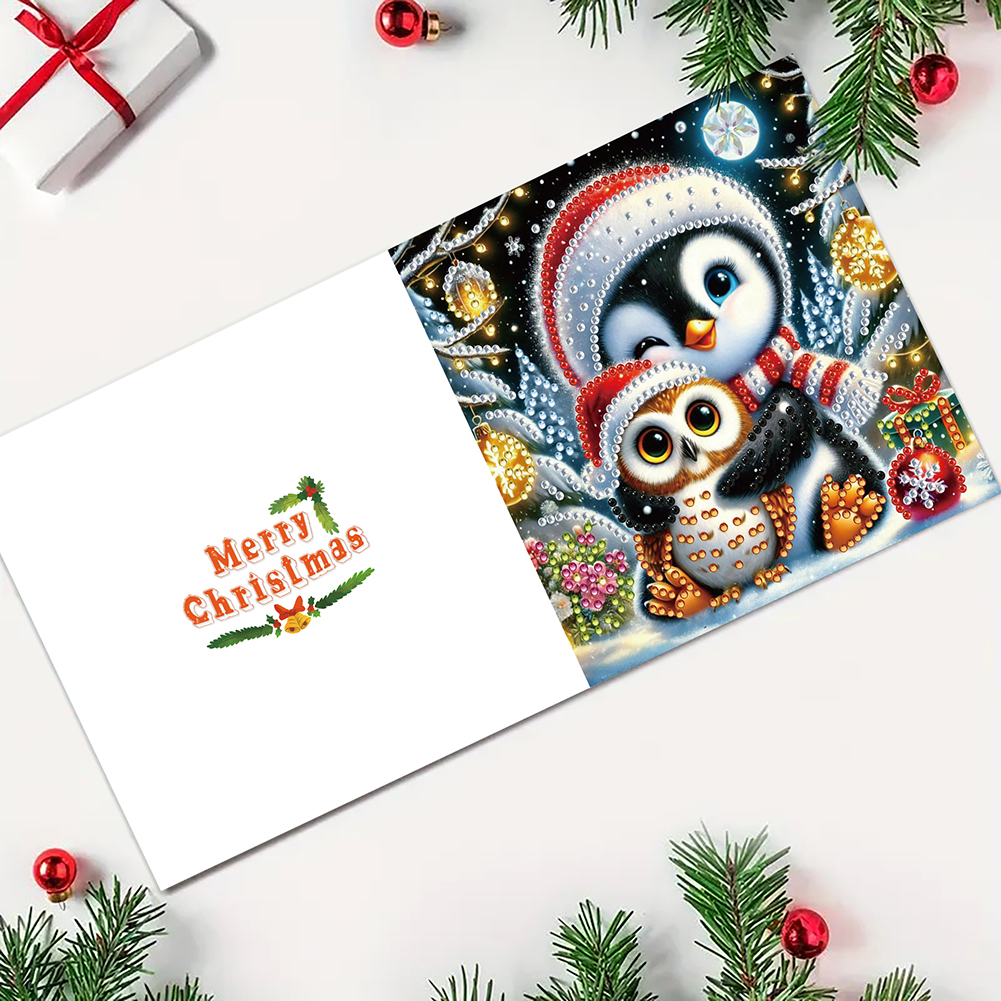 6Pcs DIY Diamond Painting Greeting Card - Christmas Penguin