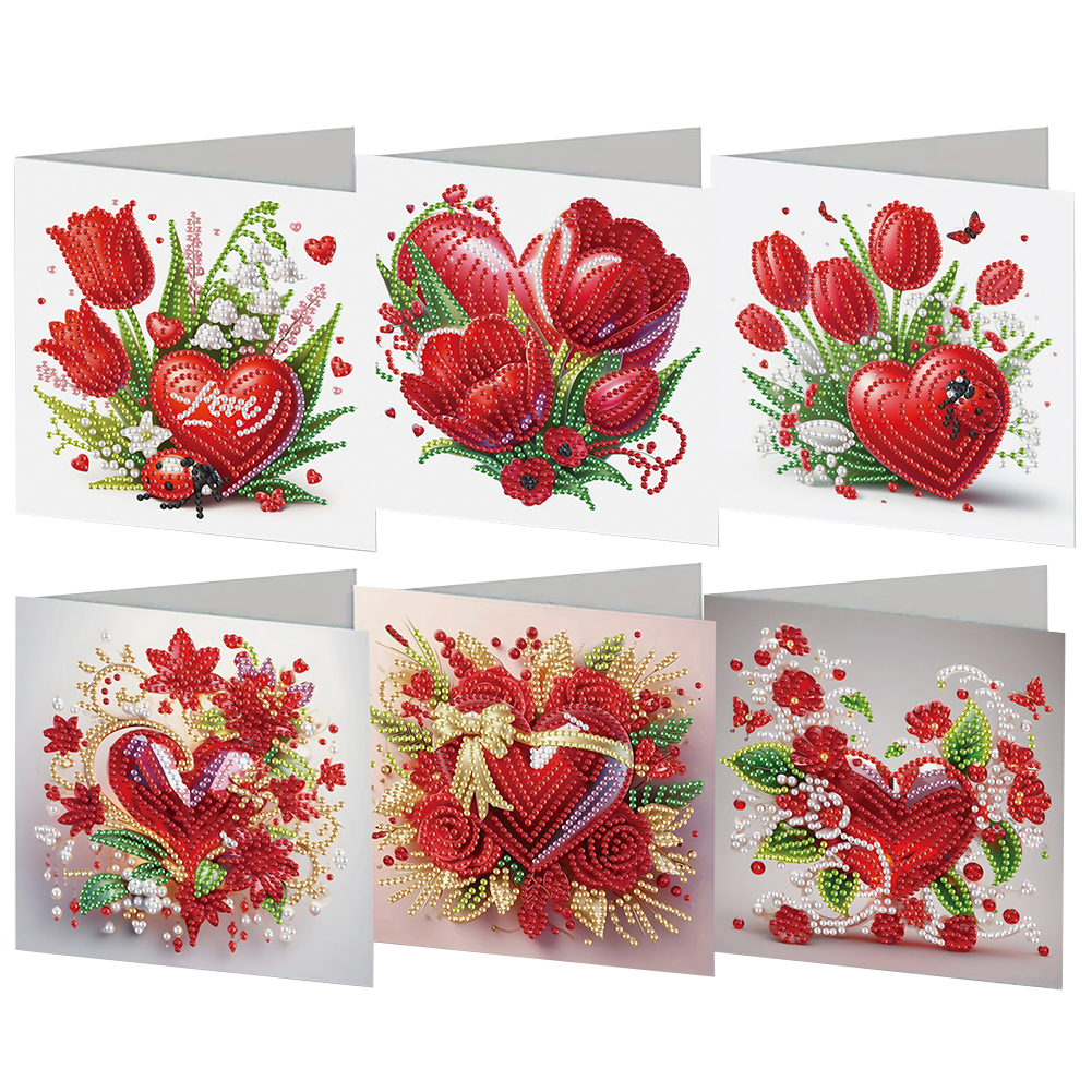 6Pcs DIY Diamond Painting Greeting Card - Valentine's Day