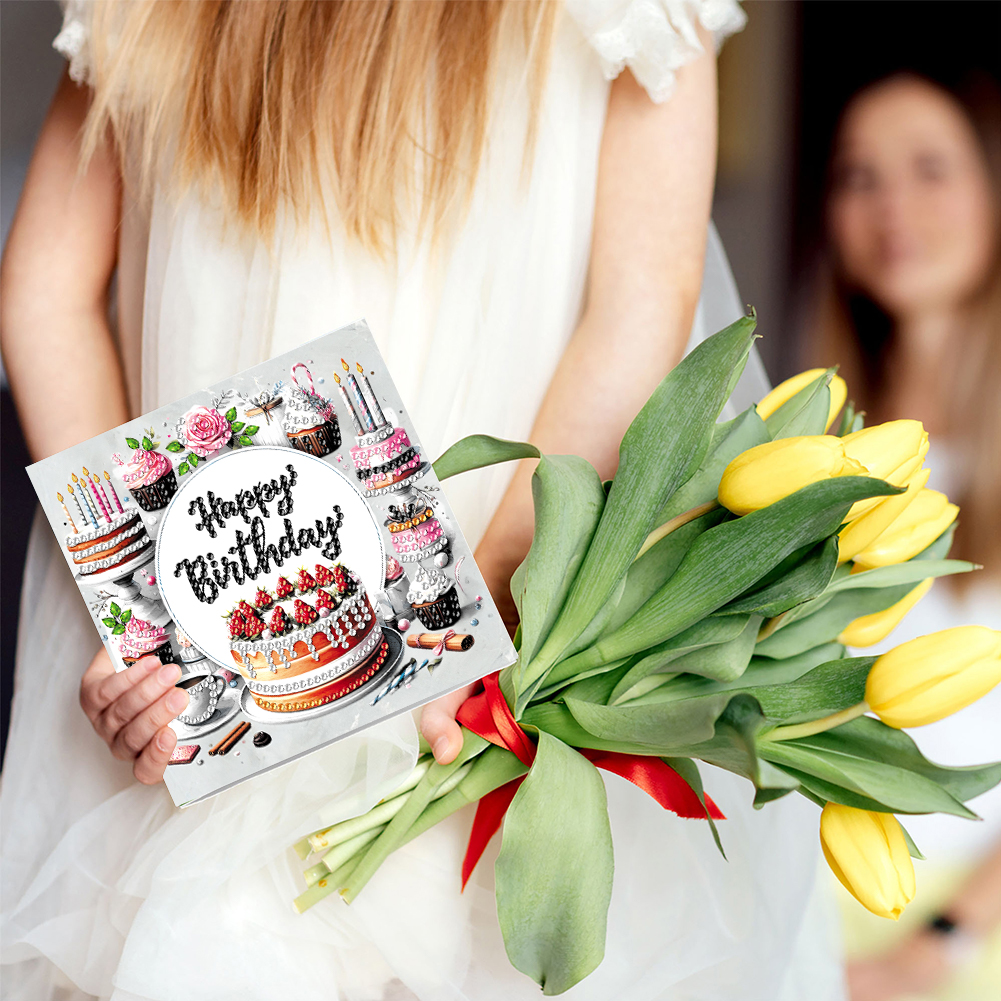 6Pcs DIY Diamond Painting Greeting Card - Birthday
