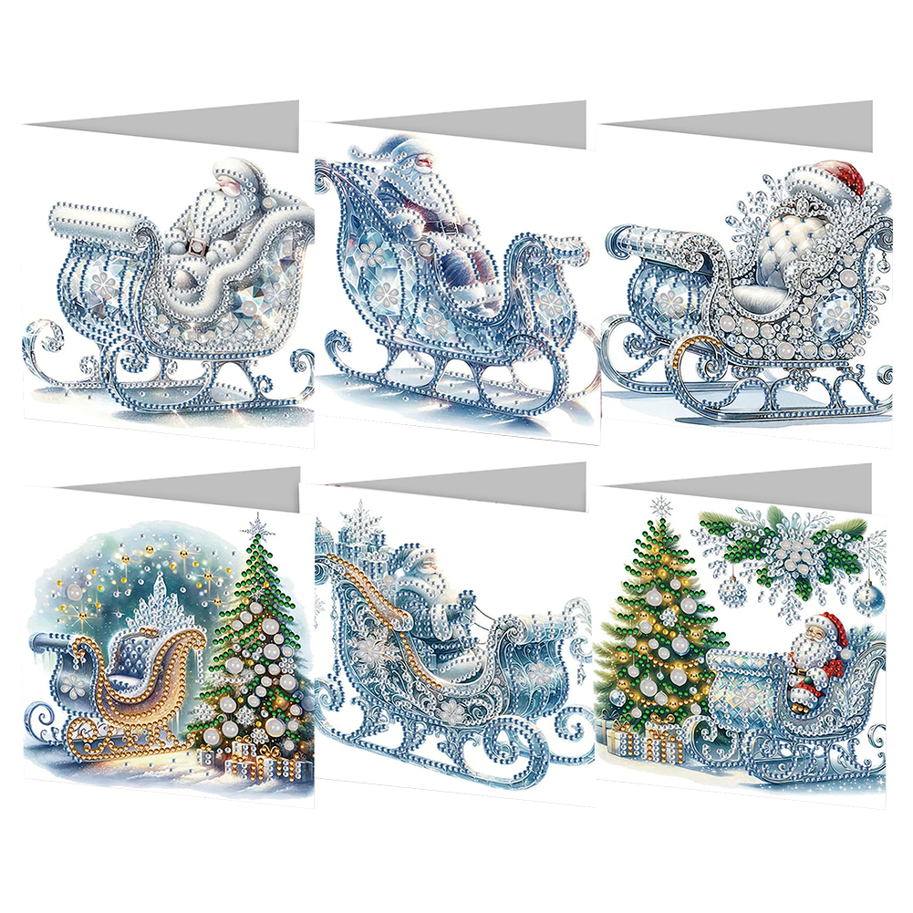 6Pcs DIY Diamond Painting Greeting Card - Sleigh