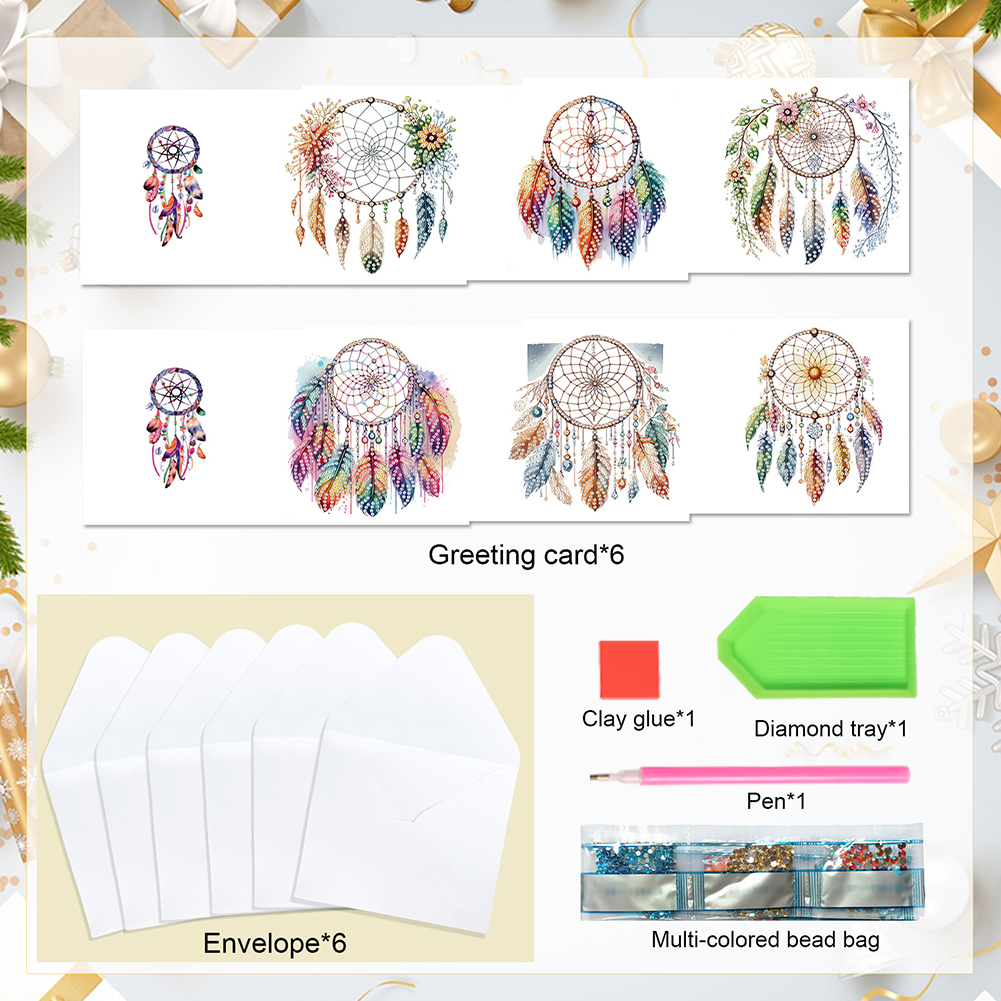 6Pcs DIY Diamond Painting Greeting Card - Dream Catcher