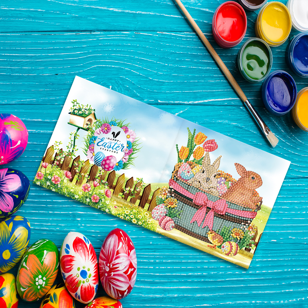 8pcs DIY Diamond Painting Greeting Cards Easter Mosaic Postcards