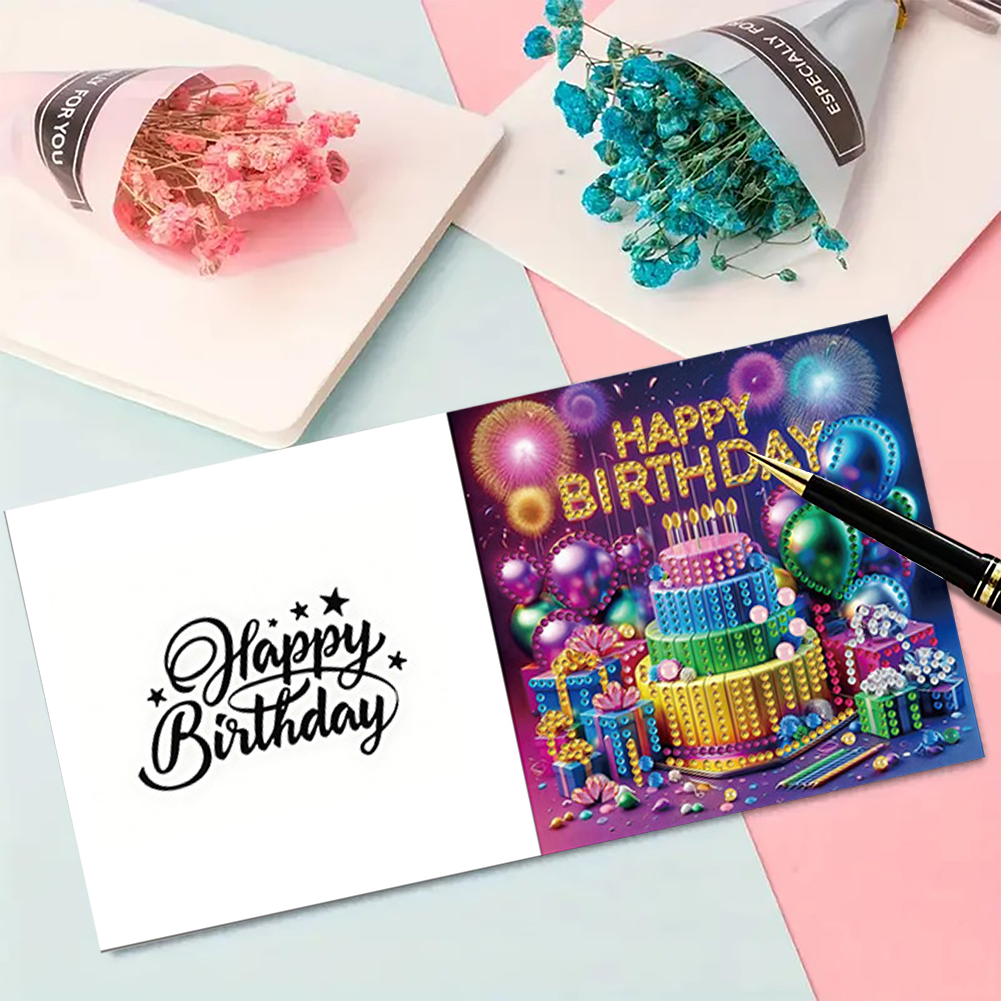 6Pcs DIY Diamond Painting Greeting Card - Birthday