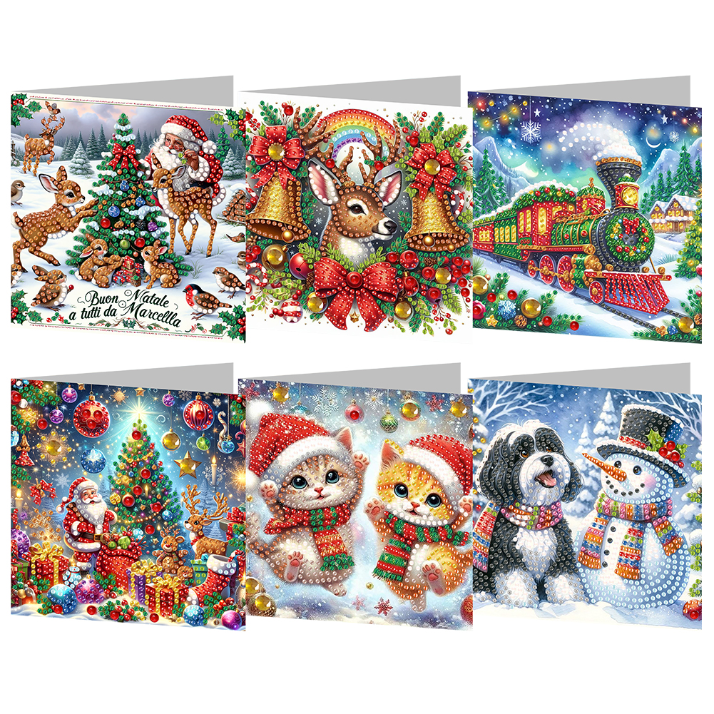 6Pcs DIY Diamond Painting Greeting Card - Christmas