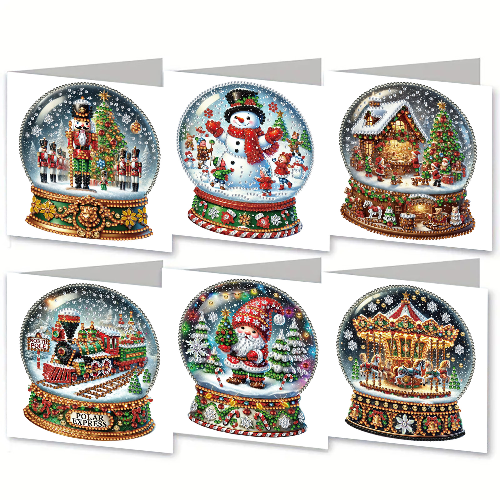 6Pcs DIY Diamond Painting Greeting Card - Xmas Crystal Ball