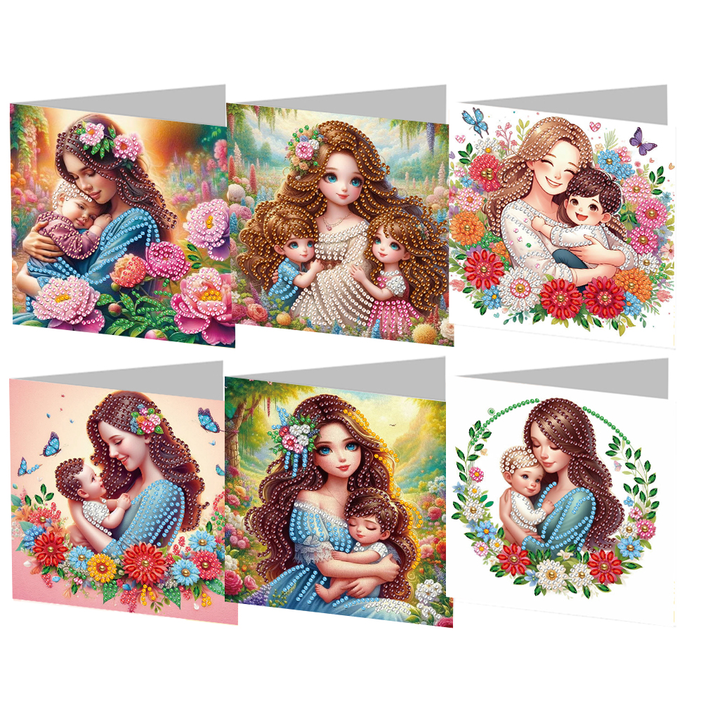 6Pcs DIY Diamond Painting Greeting Card - Happy Mothers Day