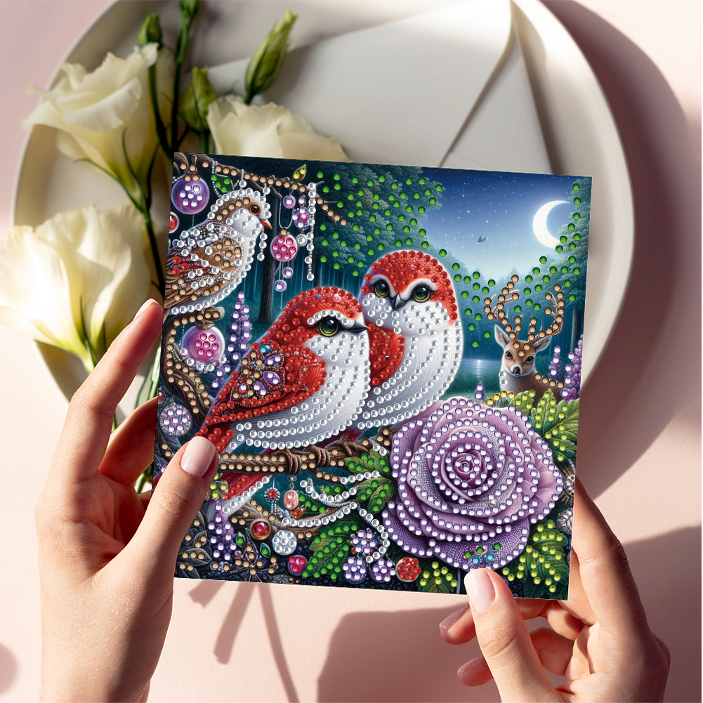 6Pcs DIY Diamond Painting Greeting Card - Bird