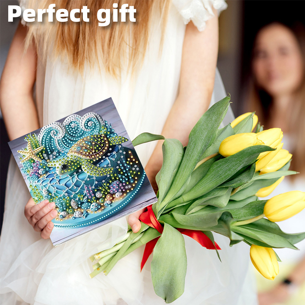 6Pcs DIY Diamond Painting Greeting Card - Turtle