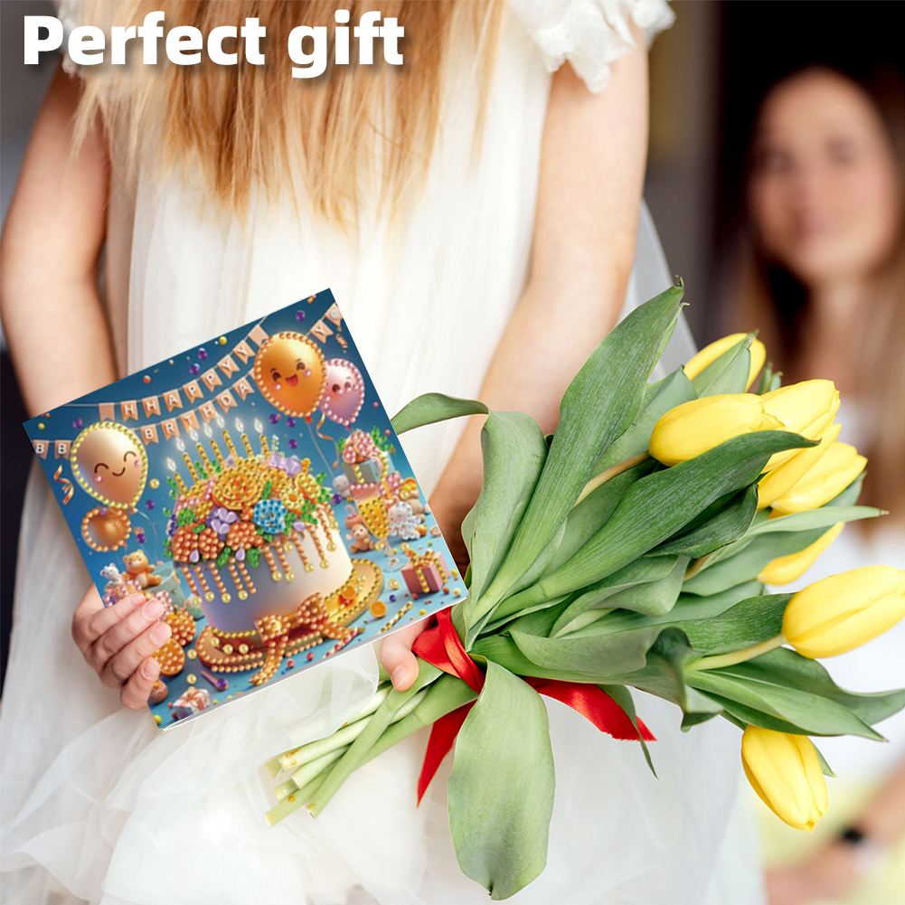 6Pcs DIY Diamond Painting Greeting Card - Birthday