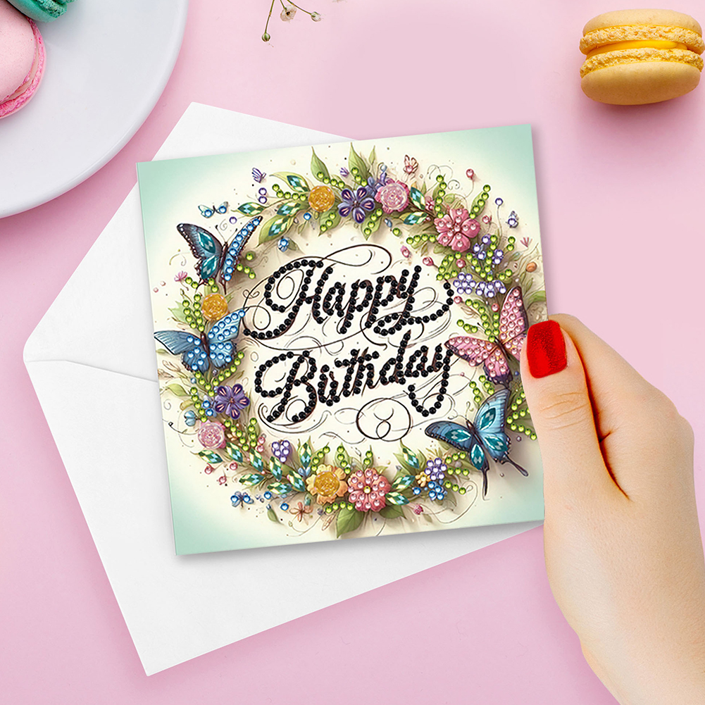 4Pcs DIY Diamond Painting Birthday Greeting Card - Birthday