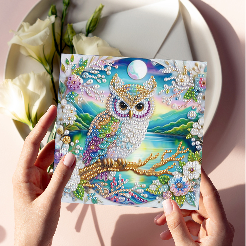 6Pcs DIY Diamond Painting Greeting Card - Owl Family
