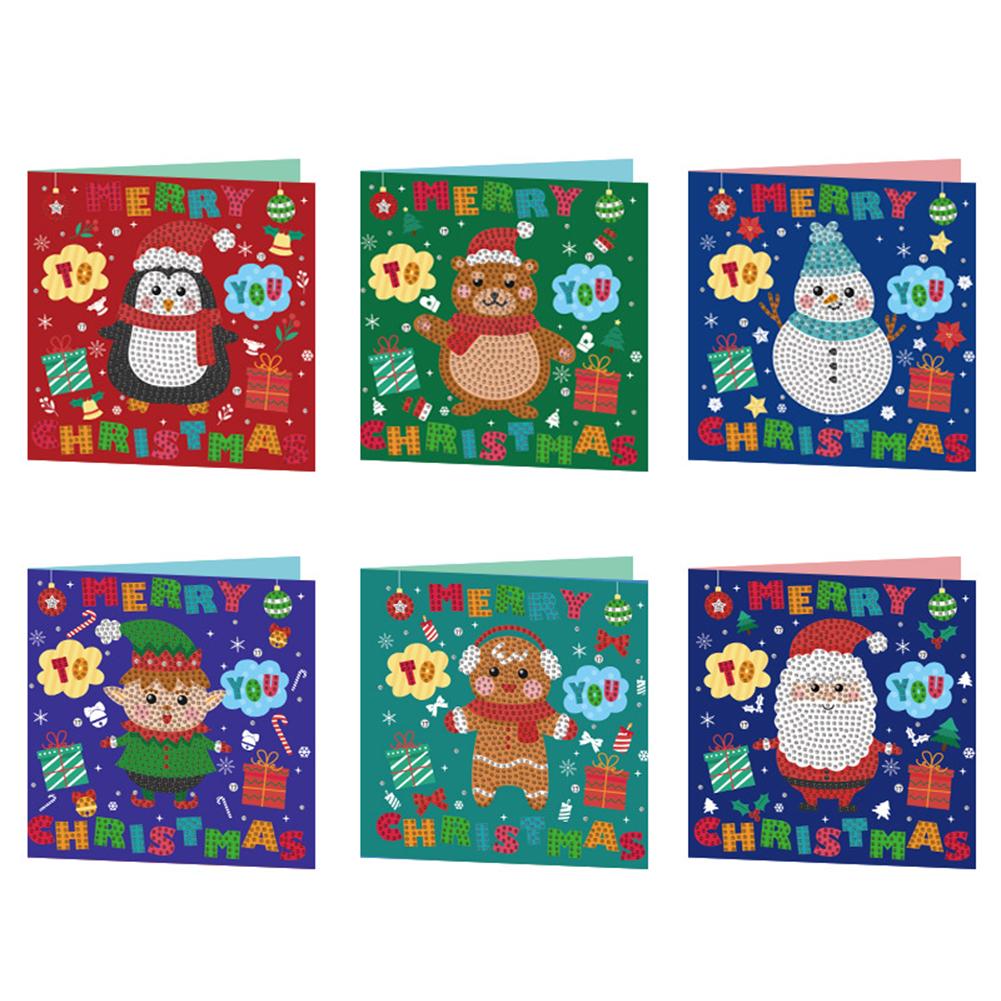 (Limited Stock)6pcs DIY Diamond Painting Greeting Card - Merry Christmas