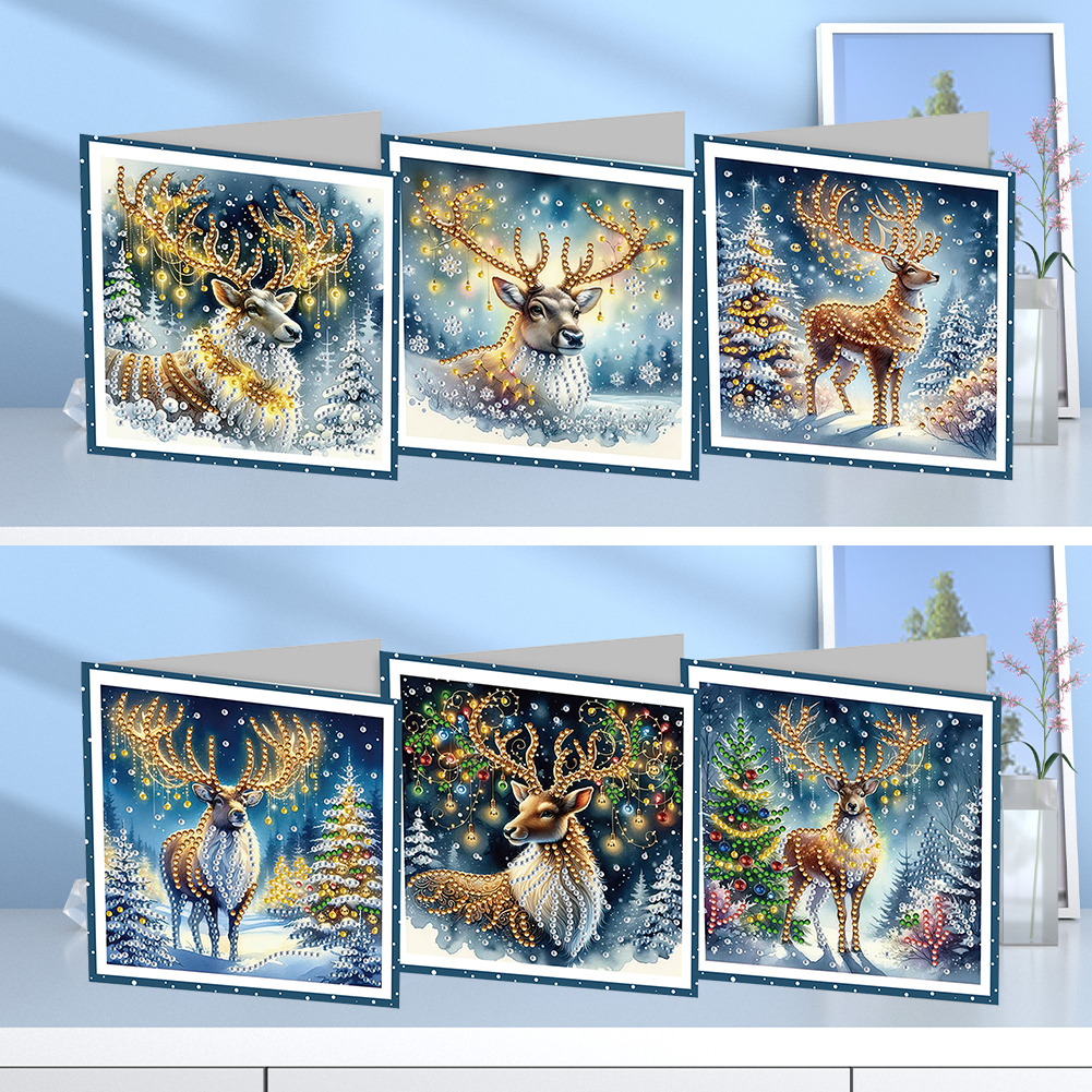6Pcs DIY Diamond Painting Greeting Card - Christmas Bow