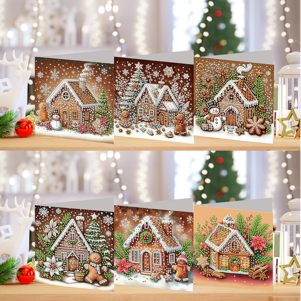 6Pcs DIY Diamond Painting Greeting Card - Gingerbread Man
