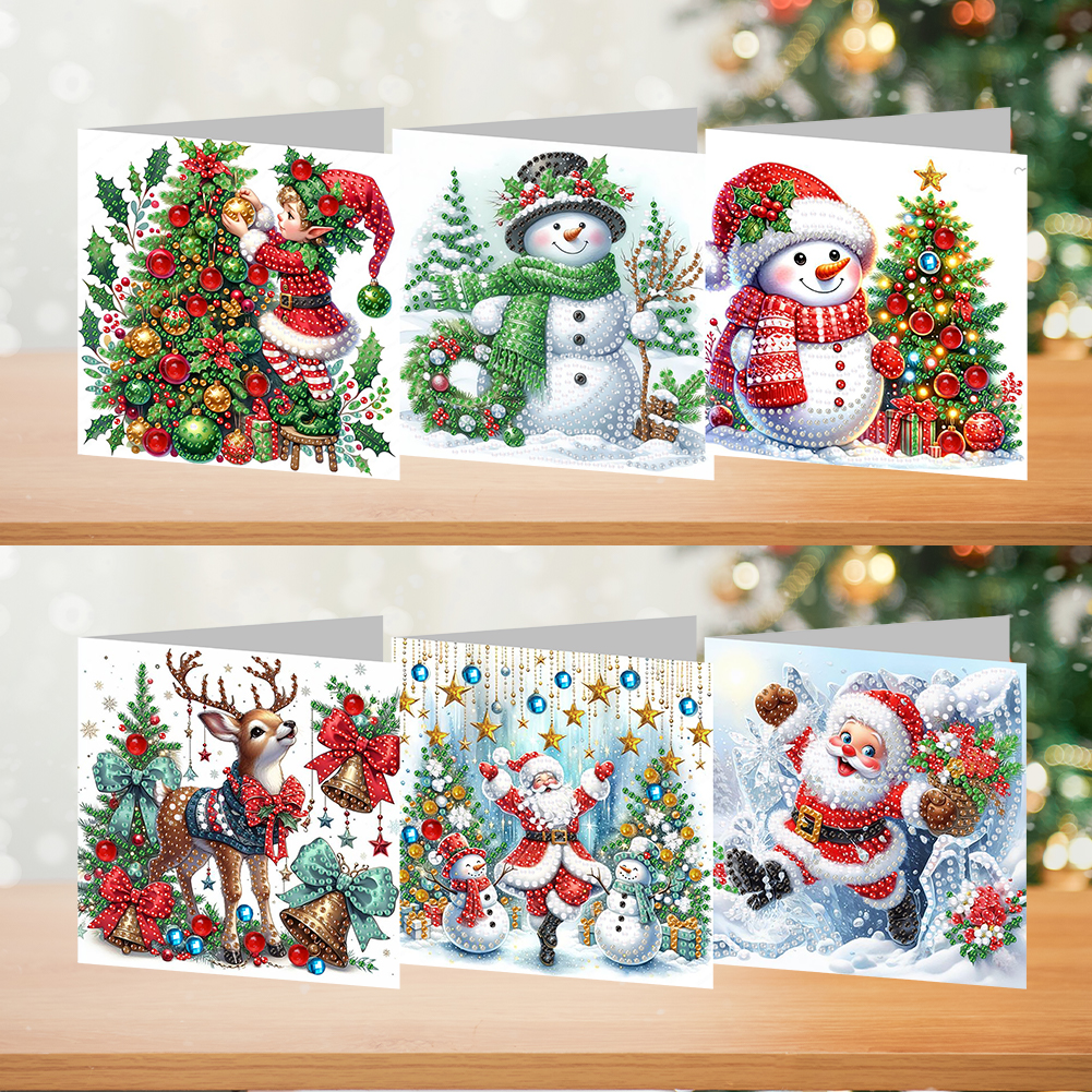6Pcs DIY Diamond Painting Greeting Card - Christmas