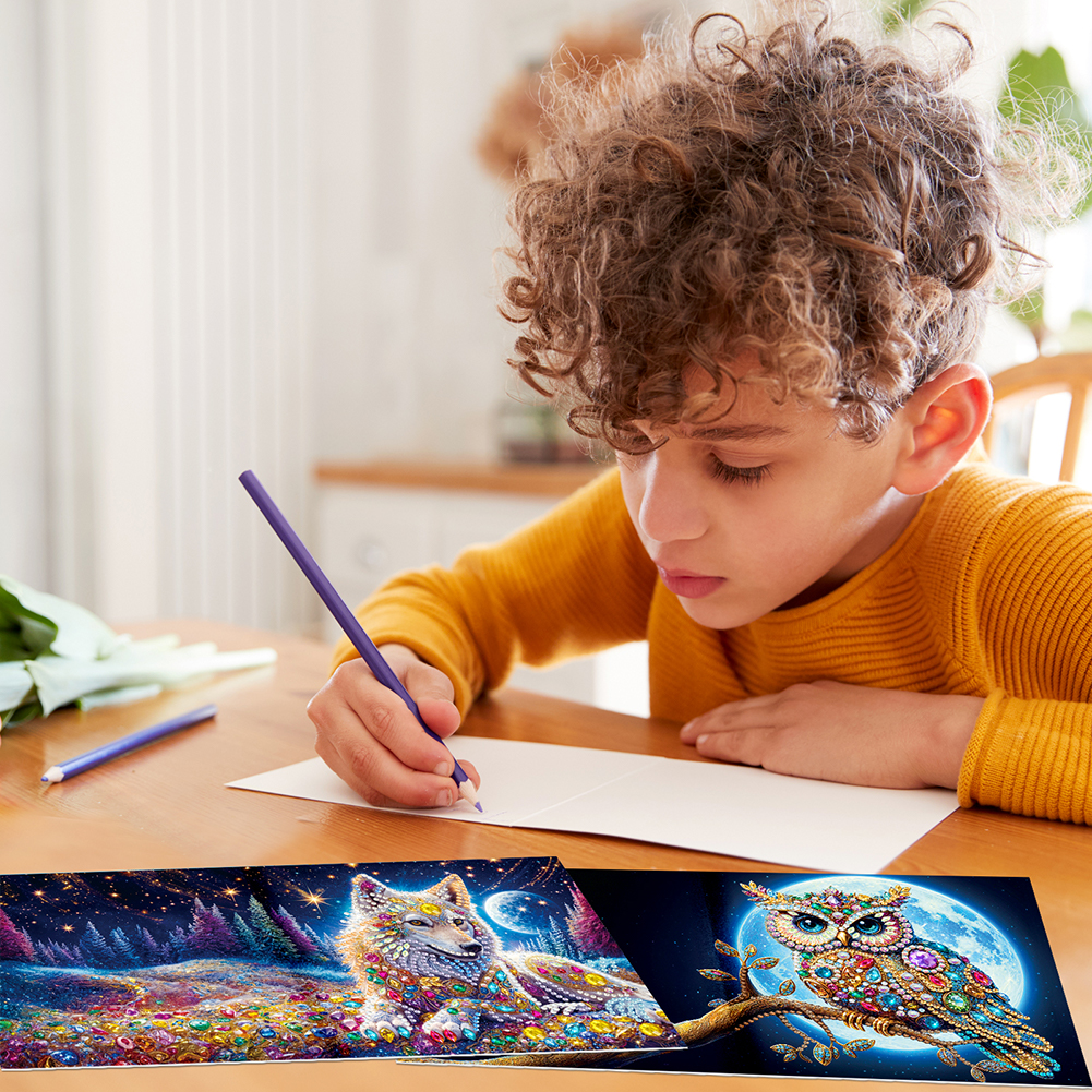 6Pcs DIY Diamond Painting Greeting Card - Animals