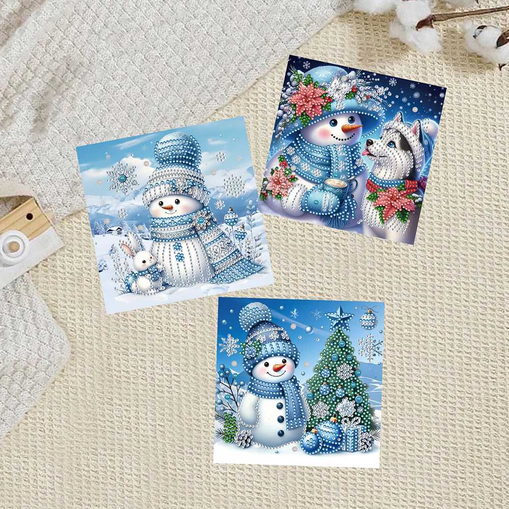 6Pcs DIY Diamond Painting Greeting Card - Xmas Snowman