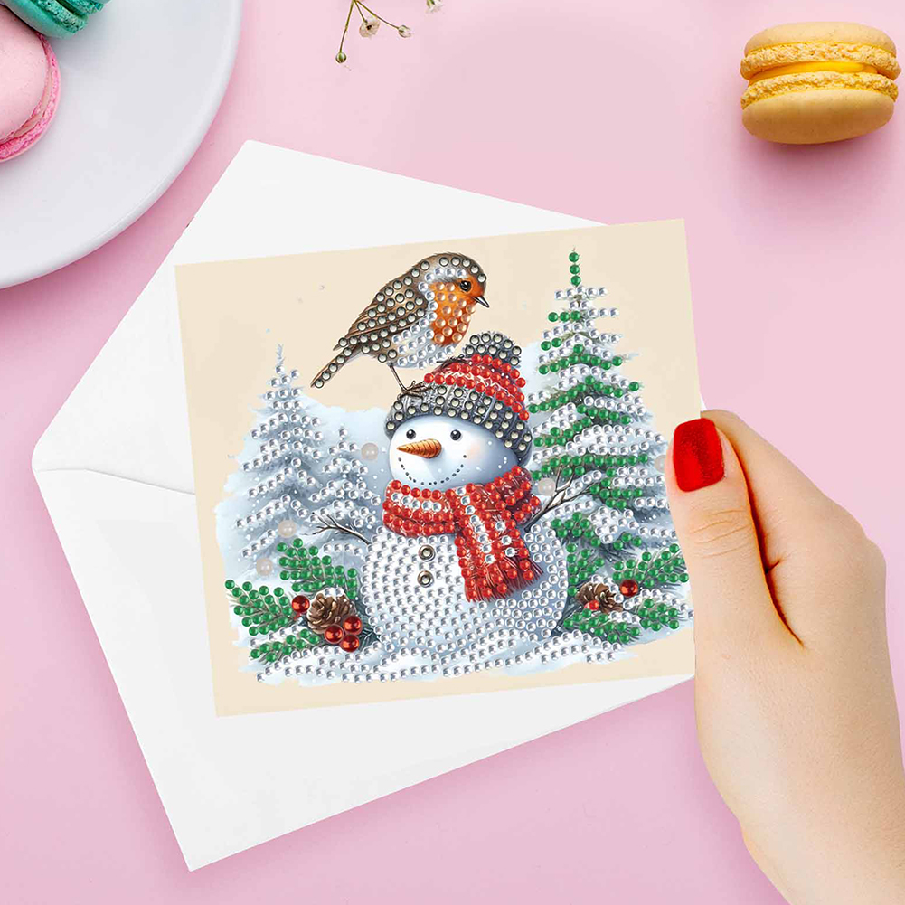 10Pcs DIY Diamond Painting Greeting Card - Winter Snowman