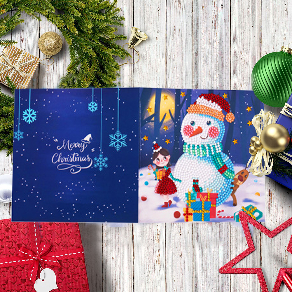 (Limited Stock)4pcs DIY Diamond Painting Greeting Card - Christmas