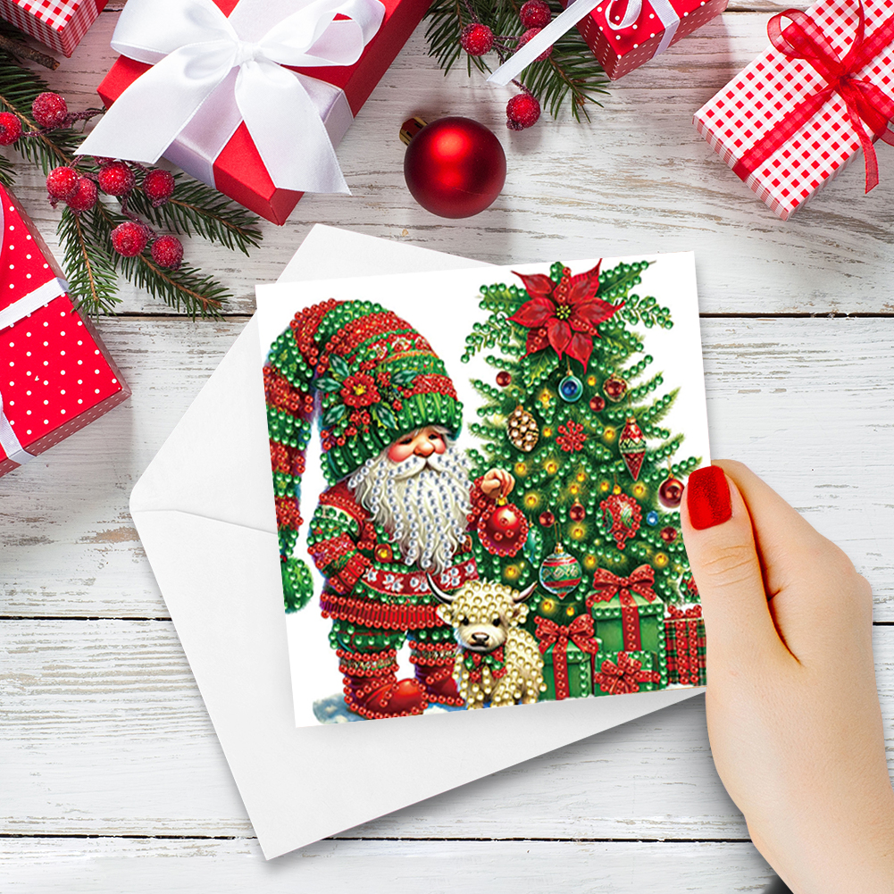 6Pcs DIY Diamond Painting Greeting Card - Xmas Gnome