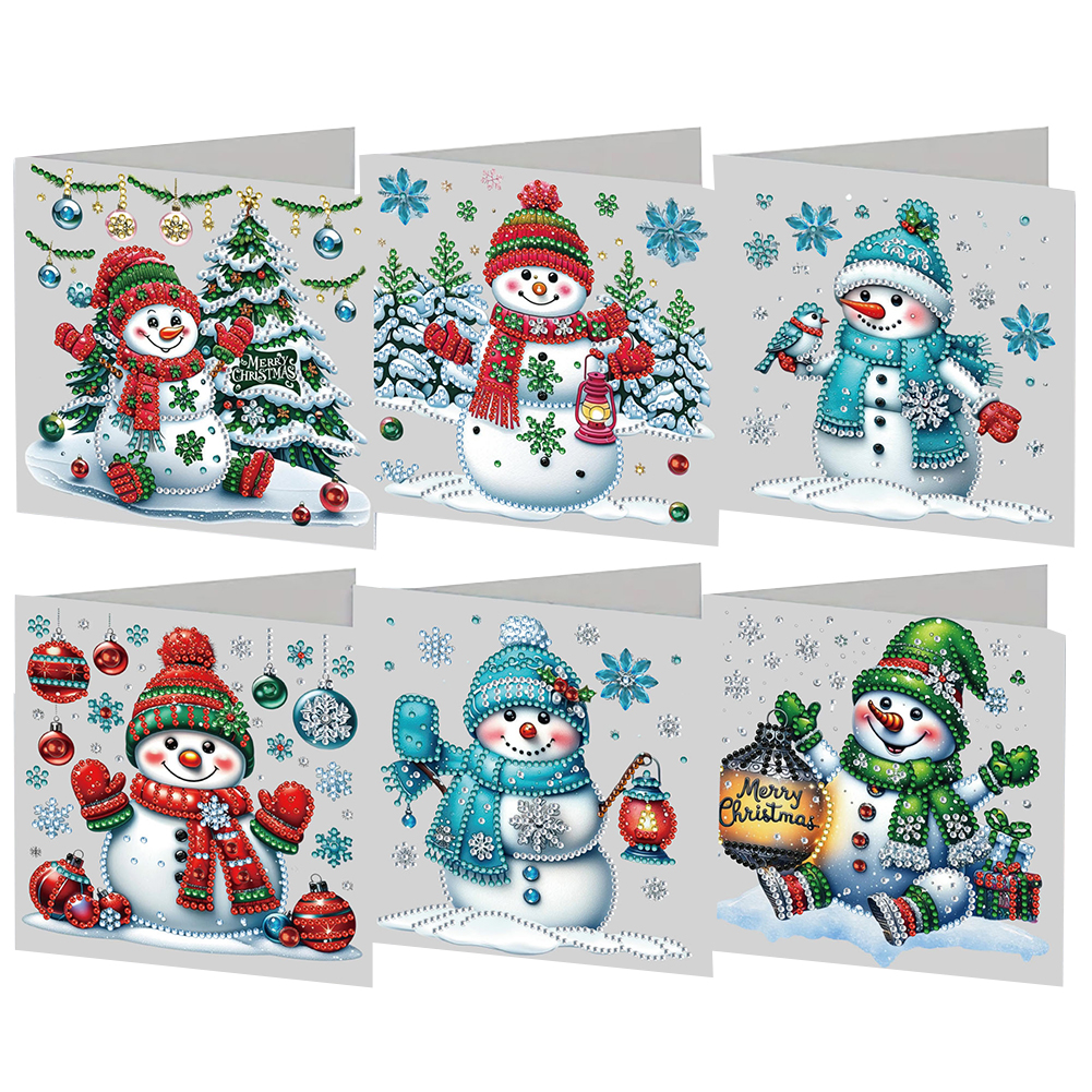6Pcs DIY Diamond Painting Greeting Card - Snowman