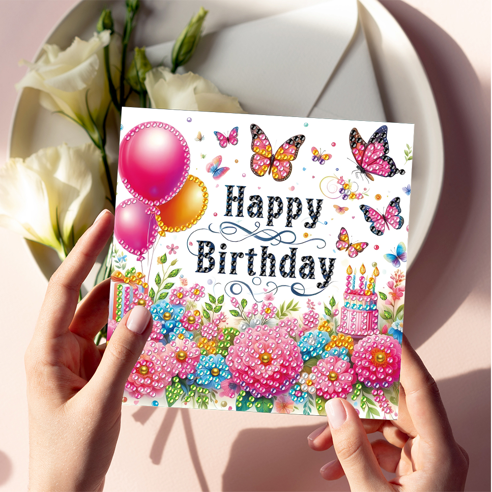 6Pcs DIY Diamond Painting Greeting Card - Birthday